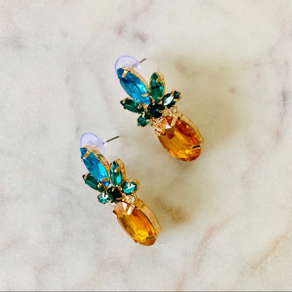 Sparkle Pineapple Statement Earrings Tropical - Picture 3 of 7